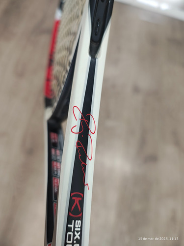 Raquete Wilson Six.one Tour (k)factor 340g Roger Federer. Branco-vermelho-preto