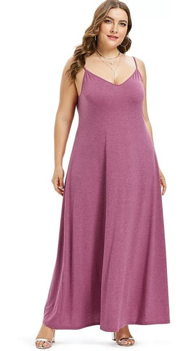 Vestido Negro O Rosa Palo Largo Talla Plus + Envío Gratis
