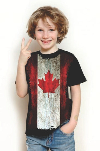 Camiseta Infantil Bandeira Do Canadá Crianças Bebê