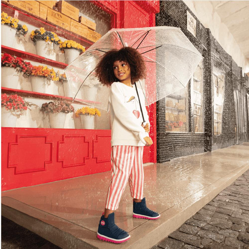 Bota Infantil Bibi Roller 2.0 Drop Azul Marinho Com Rosa