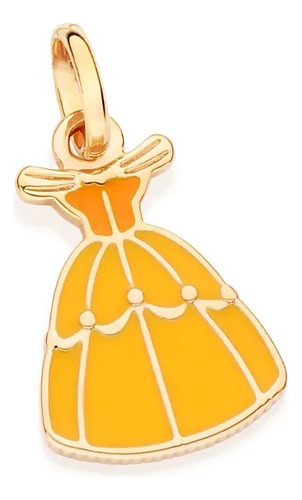 Pingente Disney Rommanel Vestido Da Princesa Bela Amarelo