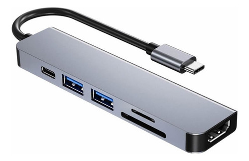 Hub Adaptador 6 In1 Usb Tipo C Con 4k Hdmi, Usb3.0 Microsd