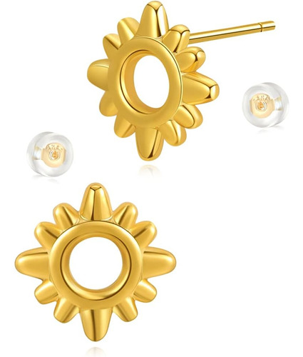 Mrsxia Pendientes De Tuerca Para Mujer Sun Open Circle 18k G