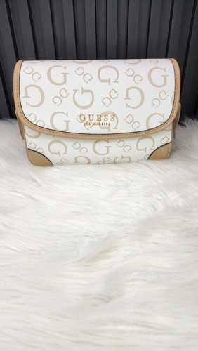 Bolsa Guess Hg961624 Nueva 100 % Original Con Etiqueta Blanco Estampado Oro Blanco