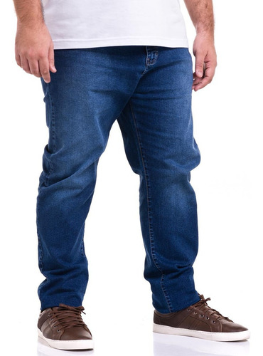 Imagem 1 de 4 de Calça Plus Size Tamanho Grande Jeans Com Lycra Masculina