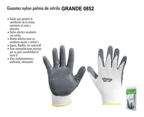 Guante Palma De Nitrilo Blanco Grande Mod. 0852