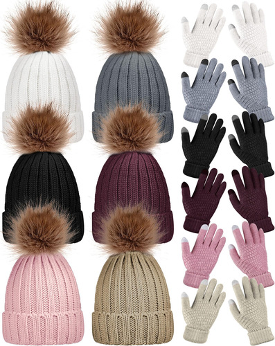 Jagely Juego De 12 Guantes De Invierno Para Mujer Con Gorro