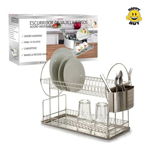 Escurridor Secaplato Acero Inoxidable Escurre Platos Doble