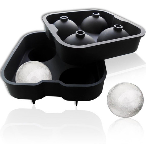 Molde De Silicon Para Hacer 4 Hielos En Forma De Esferas Color Negro