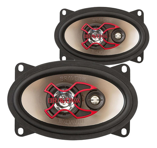 Imagem 1 de 4 de Par Alto Falante Bravox B3x 46 4x6 Polegadas Triaxial