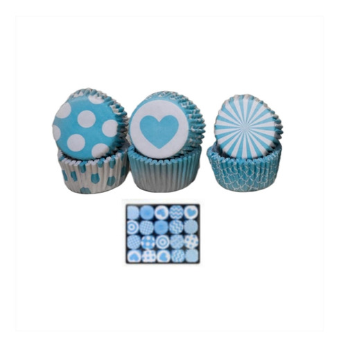 Pirotin Cupcake Nº10 Surtido Celeste Caja X500