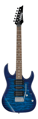 Guitarra eléctrica Ibanez RG GIO GRX70QA gio de álamo transparent blue burst con diapasón de amaranto