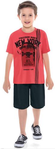Conjunto Infantil Camiseta / Bermuda For Fun 02175 Tam 4 6 8
