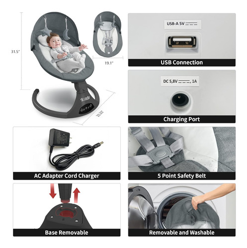 Kidsview Columpio Portátil Para Bebé, Columpio De Bebé De 5