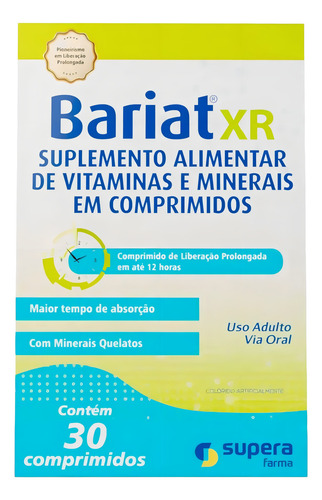 Suplemento Supera Bariat Xr 30 Comprimidos Sem Sabor