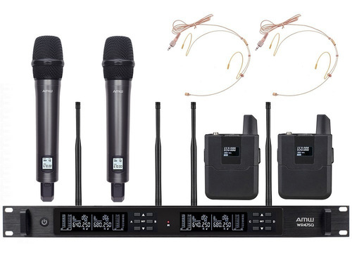 Amw Bm6000 Microfone Sem Fio Digital Uhf Auricular Bastão ! Cor Preto