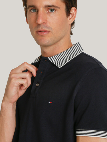Polo Con Rayas Regular Fit Azul Tommy Hilfiger