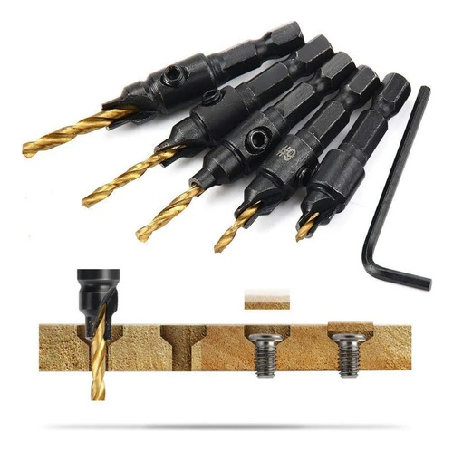 Broca Avellanadora Madera Vastago Carpintero Tornillo Kit