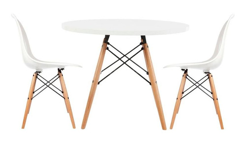 Juego Comedor Eames Mesa Redonda 80cm + 2 Sillas Eames