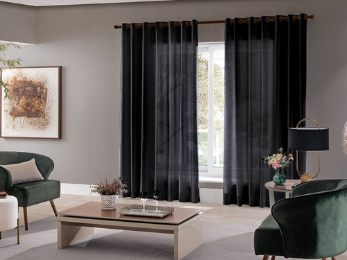 Cortina Para Janela Barcelona 3,00x 2,50 Admirare Cor Preto