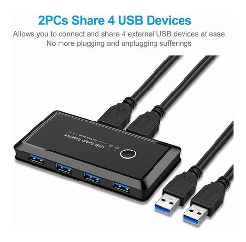 Imagen 6 de 7 de Hub Usb Switch Box Kvm Usb 3.0 4 Puertos 2 Pc Compartir