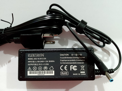 Cargador Para Hp 19.5v 3.33a Punta Azul 4.5*3.0mm