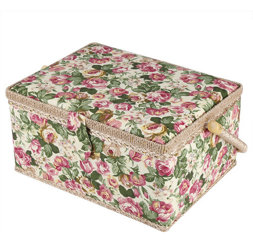 Cesta De Costura De Tela Con Estampado Floral, Caja Artesana