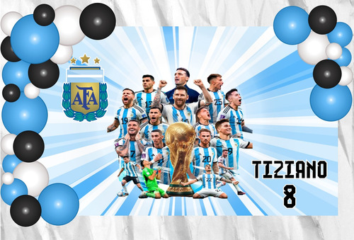 Banner Fondo Candy Bar Cumpleaños Selección Argentina 150x90