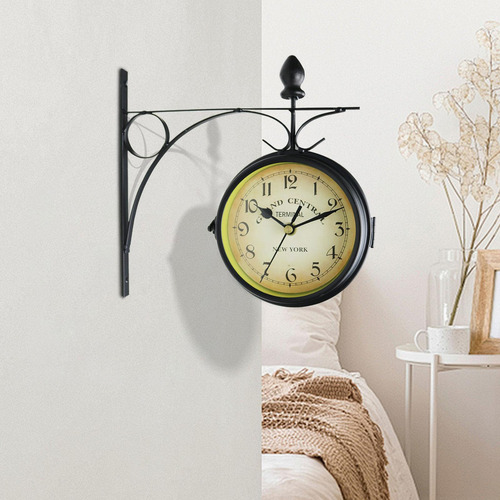 Reloj De Pared De Doble Cara Con Soporte De Pared