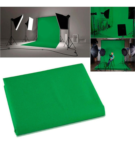 Imagem 1 de 8 de Tecido Chroma Key Fundo Verde Estudio 3x5 Lateral Overlock