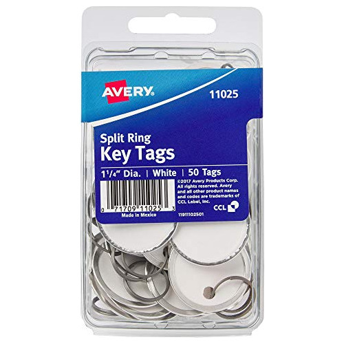 Metal Rim Key Tags, 1.25  Diameter Tag, Metal Split Rin...