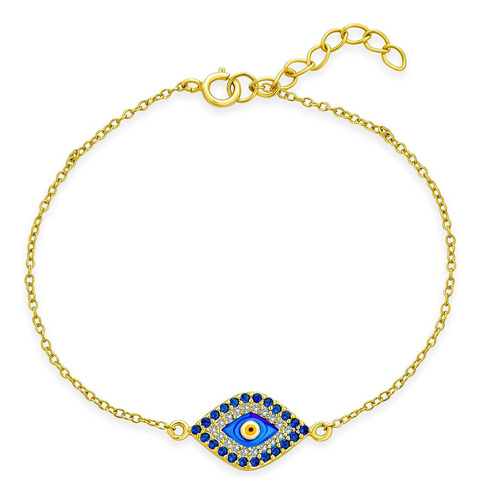 Delicada Y Delgada Pulsera Con Dije De Mal De Ojo Azul Marin