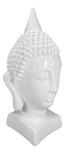 Estatueta Cabeça De Buda Hindu Com Base - Cor Branco