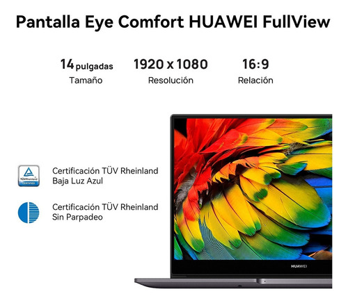 Laptop Huawei Matebook D14 I5 11.5va Gen 8gb + 512ssd Gris Color Gris espacial