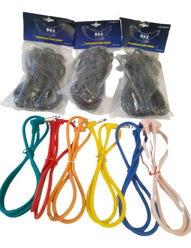 Imagen 2 de 4 de Pack De 6 Cables Sky De Pacheo Plug 1/4 Angular 90cm