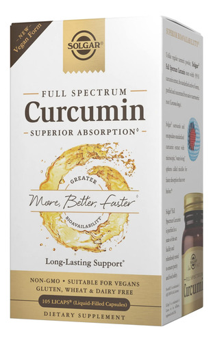 Extrato Líquido De Curcumina Solgar Full Spectrum, 105 Cáps