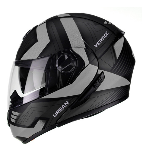 Capacete Peels U-rb2 Urban Vertice Prata Fosco Articulado Cor Preto Prata Fosco Tamanho do capacete 64