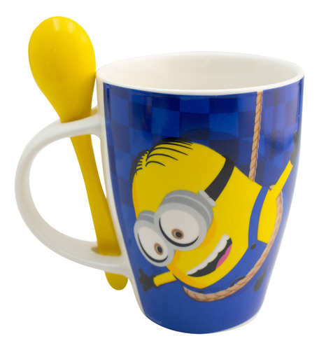2 Tazas Porcelana Con Cuchara Para Café Minions 310 Ml