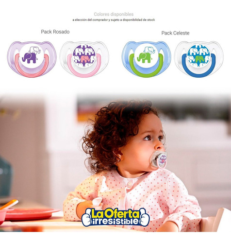Imagen 7 de 7 de Pack X2 Chupetes Avent Classic 6-18m Anatómicos Loi