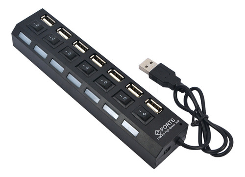 Hub Usb 7 Puertos Independientes Usb 2.0 Con Switch 