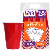Comprar Vasos De Plástico Desechables Rojos [16 Oz Paquete De 100] Y