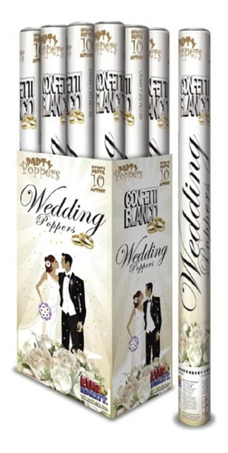2 Cañones Lanzador De Confetti Blanco Para Bodas 60cm