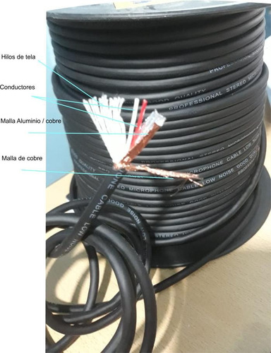 Cable Micrófono Stereo Bajo Ruido Alma Tela Cobre Alu 10ms