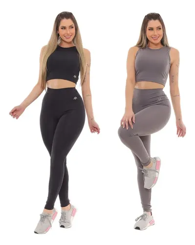 Kit 2 Conjunto Blackout Moda Fitness Zero Transparencia