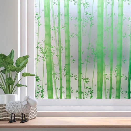 Vinil Decorativo Para Ventana 2m Lineales Bambú Verde