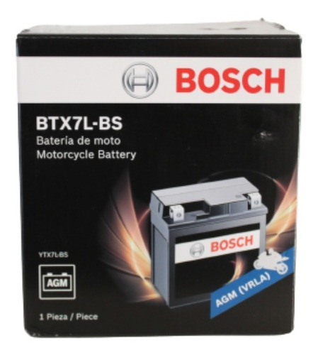 Batería Moto Bosch 12v 6amp Positivo Derecho Btx7l-bs