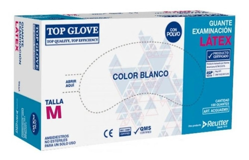 Guante De Latex Con Polvo Talla M Top Glove X 100 Un