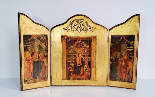 Triptico Religioso San Zenon Verona Antiguo Gran Tamaño