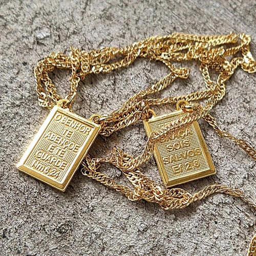 Kit 3 Escapulário Nossa Senhora Do Carmo Atacado Cor Dourado