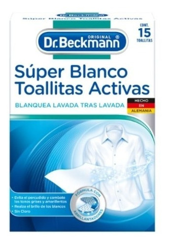 Toallitas Super Blanqueadoras Dr. Beckmann 15 Unidades